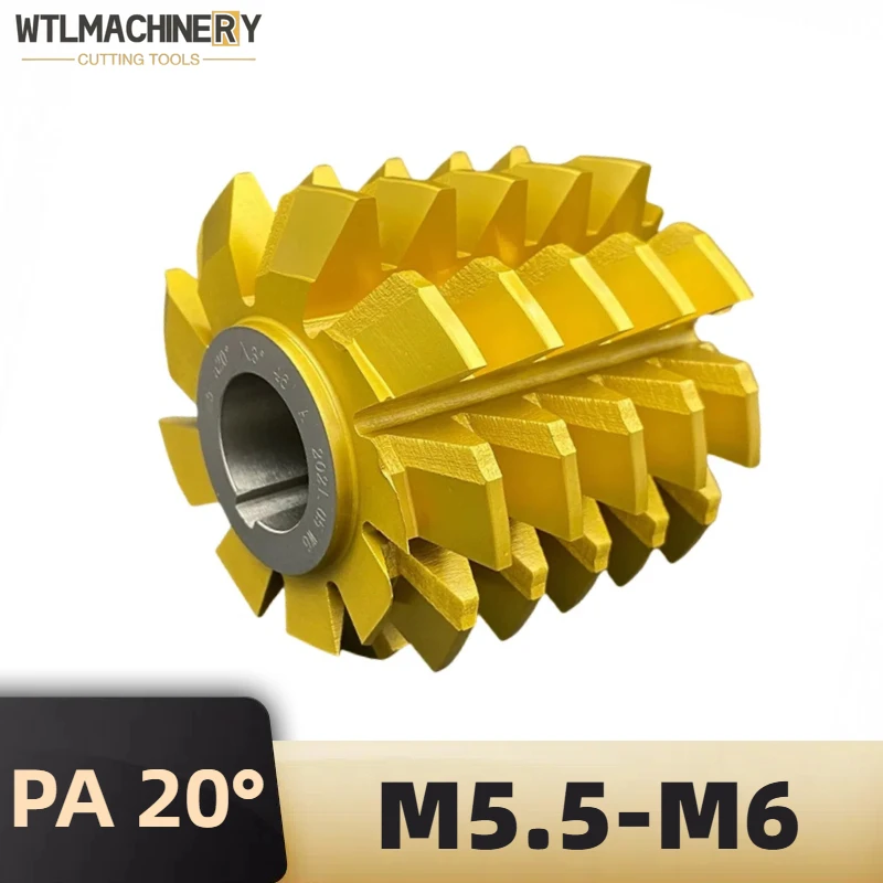 

HSS6542 PA20 Gear Hob Yellow TIN Coated Gear Milling Cutter Gold Coating M5.5-M6