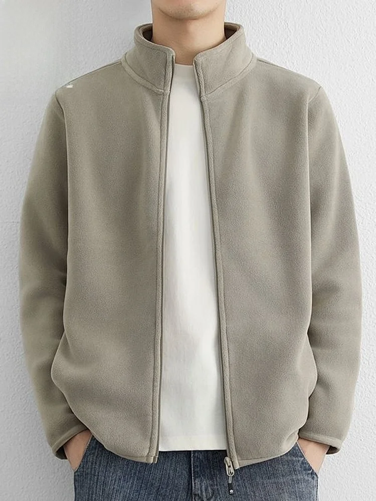 

Thiened Oversize Hoodie Cardigan Men's Winter Faion Brand Loose Fit Stand Collar Jaet Casual Sle Zipper Closure