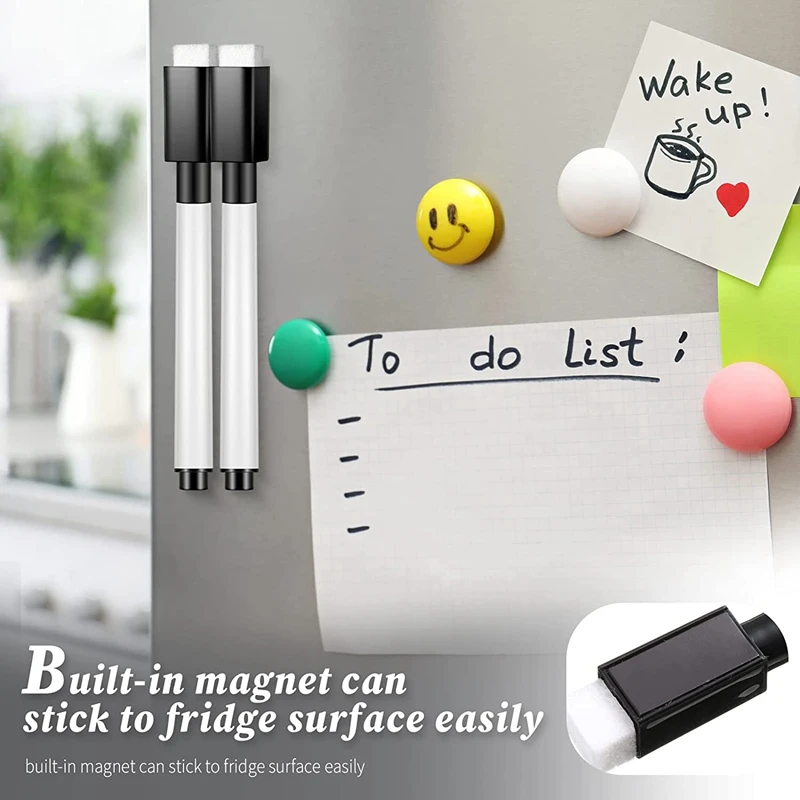 Imagem -02 - Magnetic Dry Erase Whiteboard Markers Black Dry Erase Markers com Tampa de Borracha Ponta Fina 100 Pcs