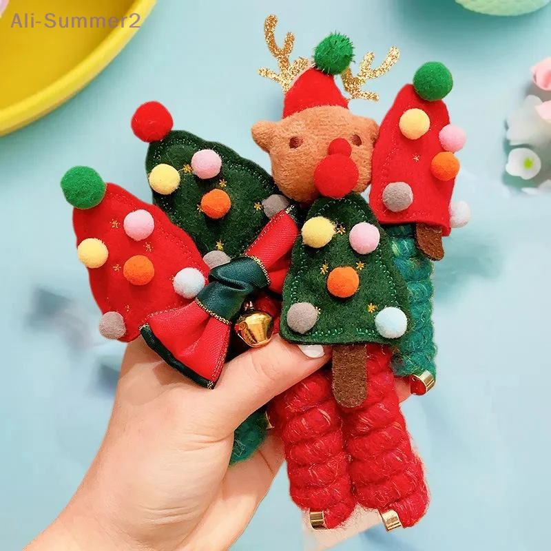 1/2PCS Christmas Spiral Hair Ties For Women | Elastic Hair Ties Snowflake Colorful Christmas Glove Candy Cane Charm | Holidy Gif
