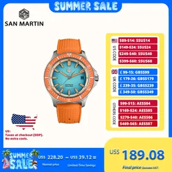 San Martin 40mm NH35 Automatic Mens Diving Watch 3H Date Mesh Bracelet Sapphire 20Bar BGW-X1 Blue Luminous Fashion SN0118-1