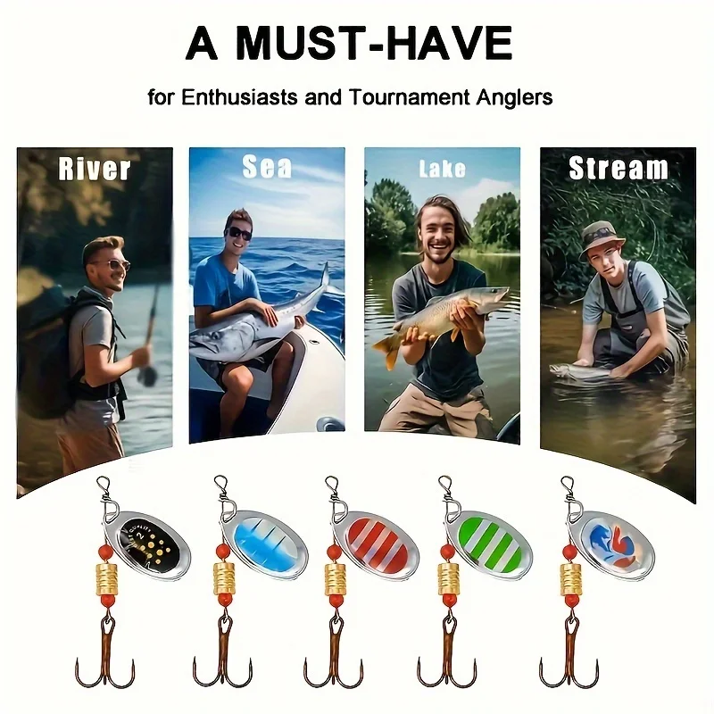 10 sztuk/zestaw Waterdrop metalowa łyżka Spinner przynęta wędkarska z haczykiem zestaw sztucznych przynęt do słodkiej i słonej wody — zdjęcie 5