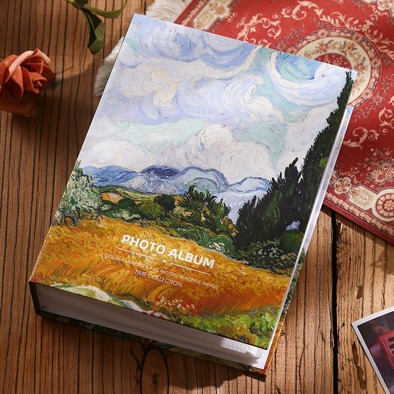 7 Inch Insert Oil Painting Large Capacity Family Photo Album  Book Couple's Memorial Album 200 Photos Baby Growth Album