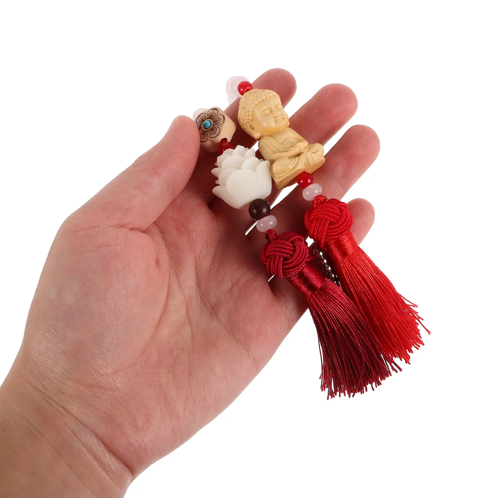 

Lotus Pendant Rear View Mirror Car Charm naments Buddha Accessories Chinese Fortune Car Decorations Automotive Hangers Long