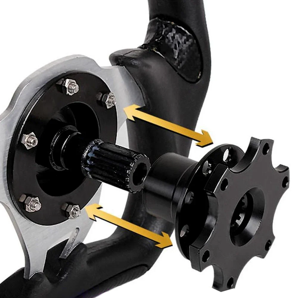 Universal 6 Hole Design Steering Wheel Hub Adapter Quick Release Boss Kit for Auto Modification，Connection Base Quick Release