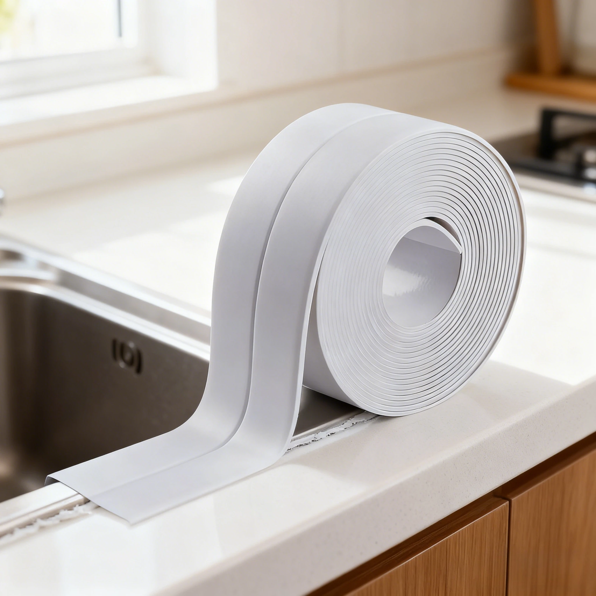 Instant Waterproof Caulking Tape, Self-Adhesive Anti-Mildew Strip for Sink, Bathtub, Countertop, No Tools Needed, White