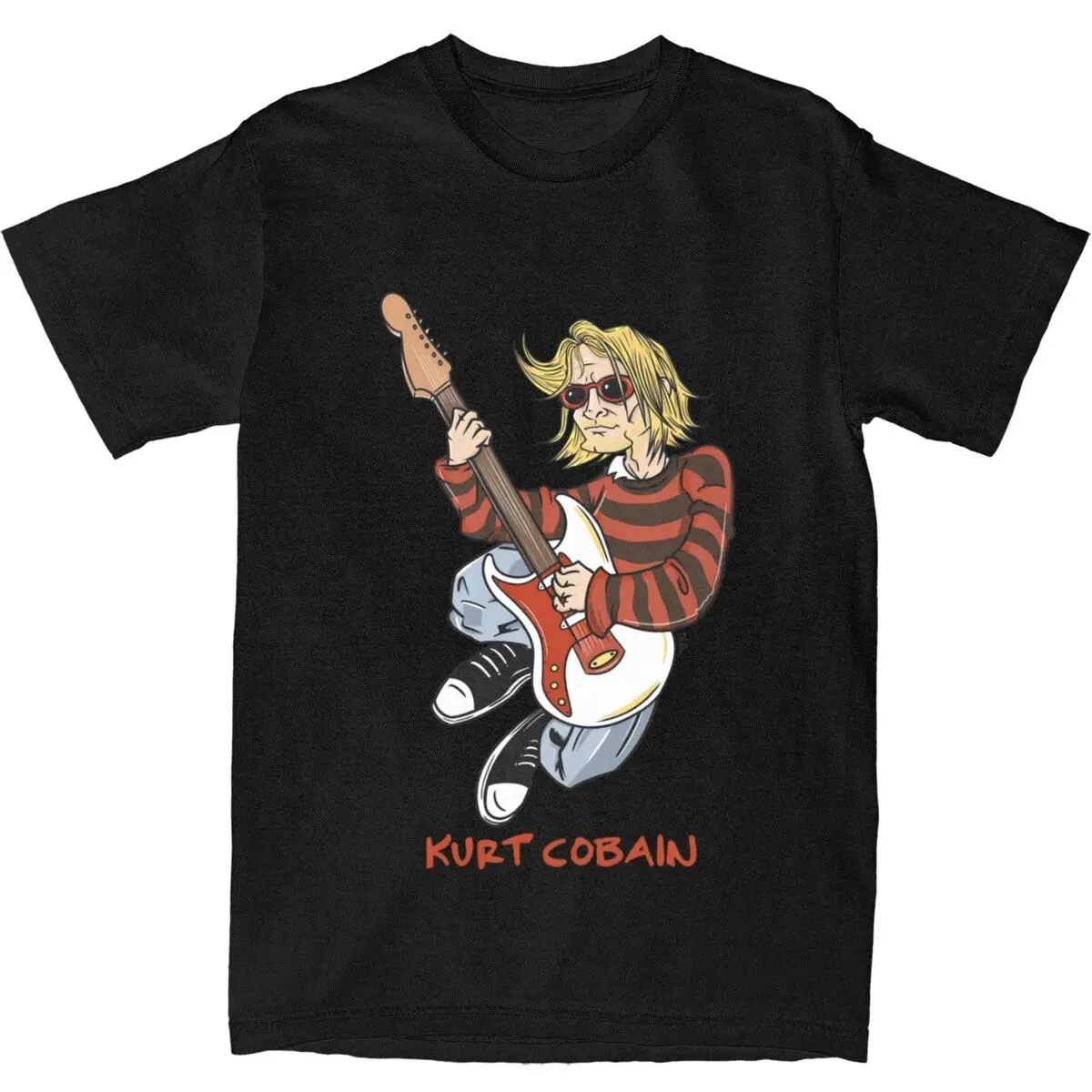 Men's Kurt Guitar T Shirts stripey Cobain Cotton Tees Summer Short Sleeve T-Shirt O Neck Fashion Custom Logo Tee Shirt Big Size