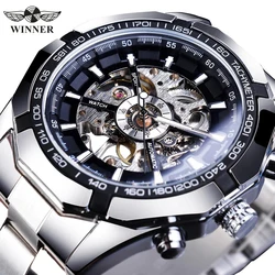 WINNER Casual Skeleton Mechanical Mens Watches Top Brand Luxury Sports Forsining Automatic Watch Stainless Steel Strap Luminous