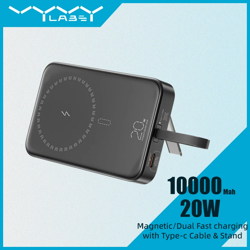 

Vyvylabs 10000mAh Magnetic Power Bank 20W Fast Charging with Type-C Cable Portable Wireless Charger Spare Battery For iPhone16