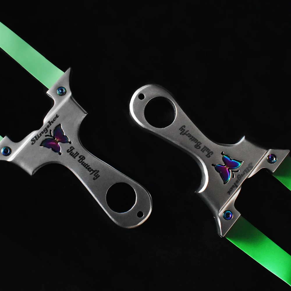 Mirror Colorful Stainless Steel Straight Handle All-metal One-piece Slingshot Alloy Hunting Slingshot Outdoor Shooting Equipment