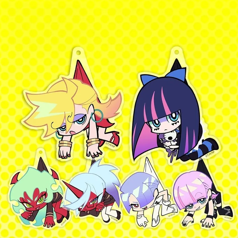 PANTY STOCKING Scanty Polyester Anime KeyChain ‌Polyurethane Men Key Chain for Women Cartoon Figure Acrylic Keyring Pendant Gift