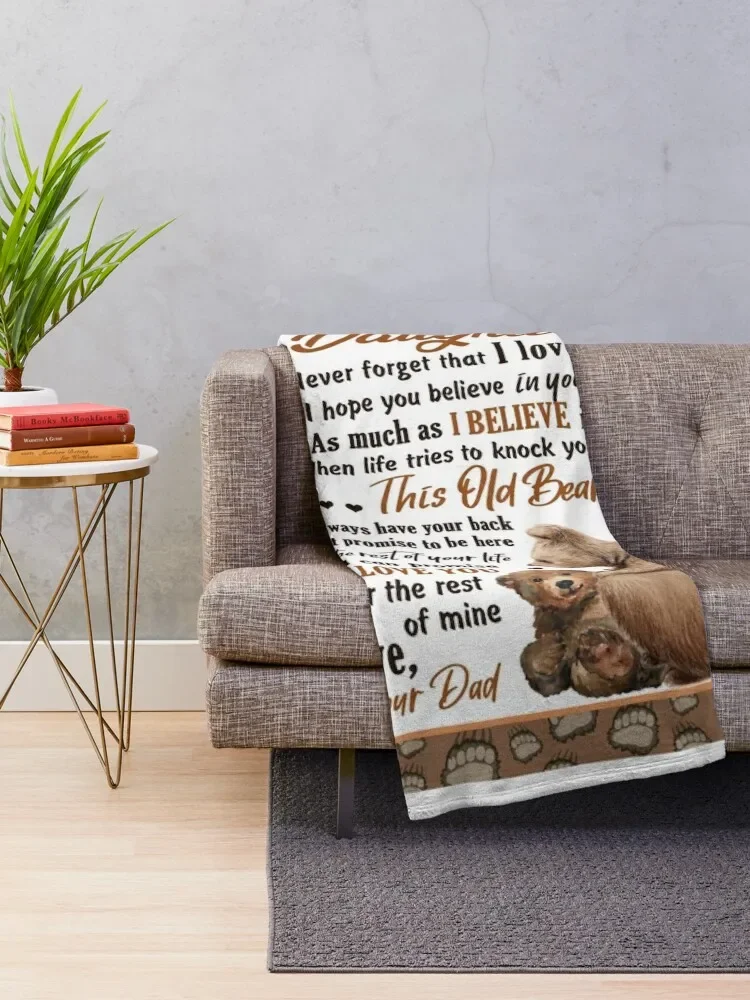 Daughter From Dad Blanket This Old Bear Will Always Have Your Back Themed Design Throw Blanket cosplay anime Picnic Blankets