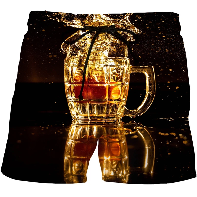 New Graphic Beach Beer Shorts 3d Pattern Beer Board Shorts Men Women Whiskey Bubbles Short Pants Mens Clothes Fashion Shorts