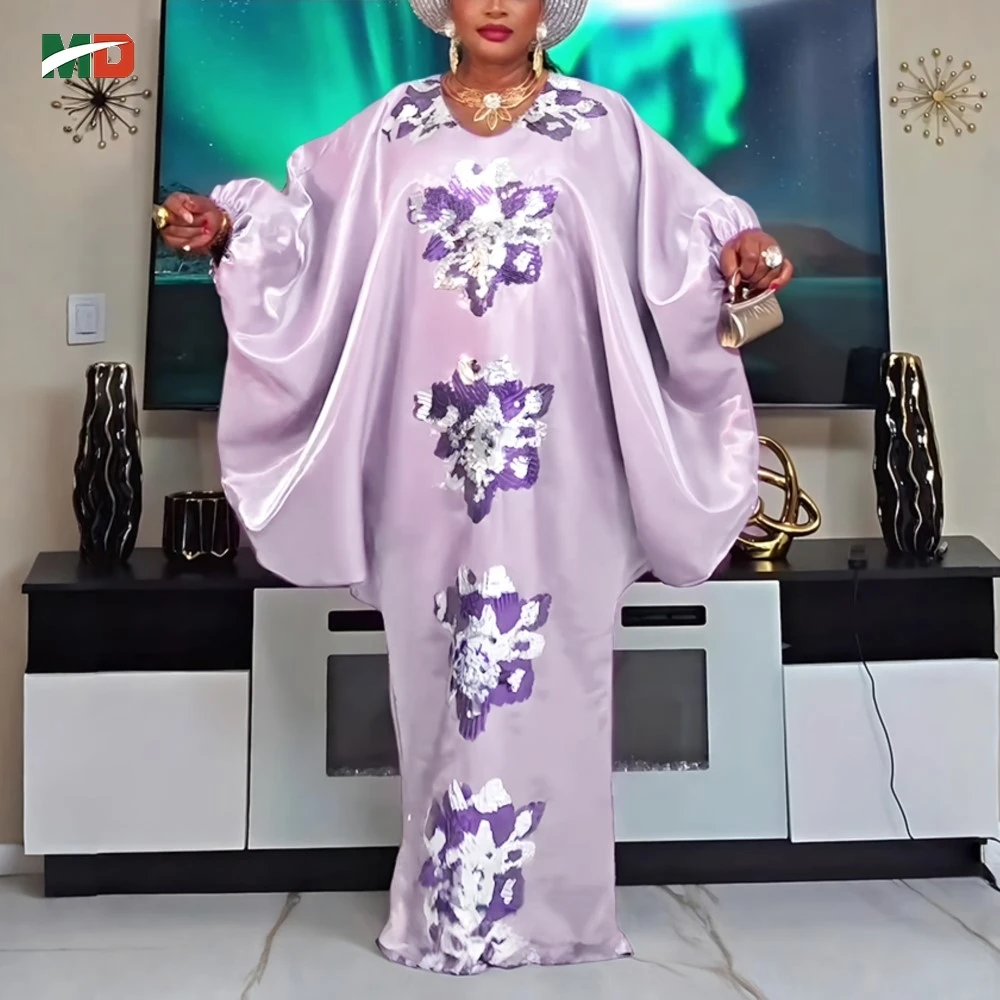 

MD African Plus Size Kaftan Dress Sequin Flower Embroidery Loose-Fit Puff Sleeves Wedding Party Djellaba Gown Turkey Dress 2026