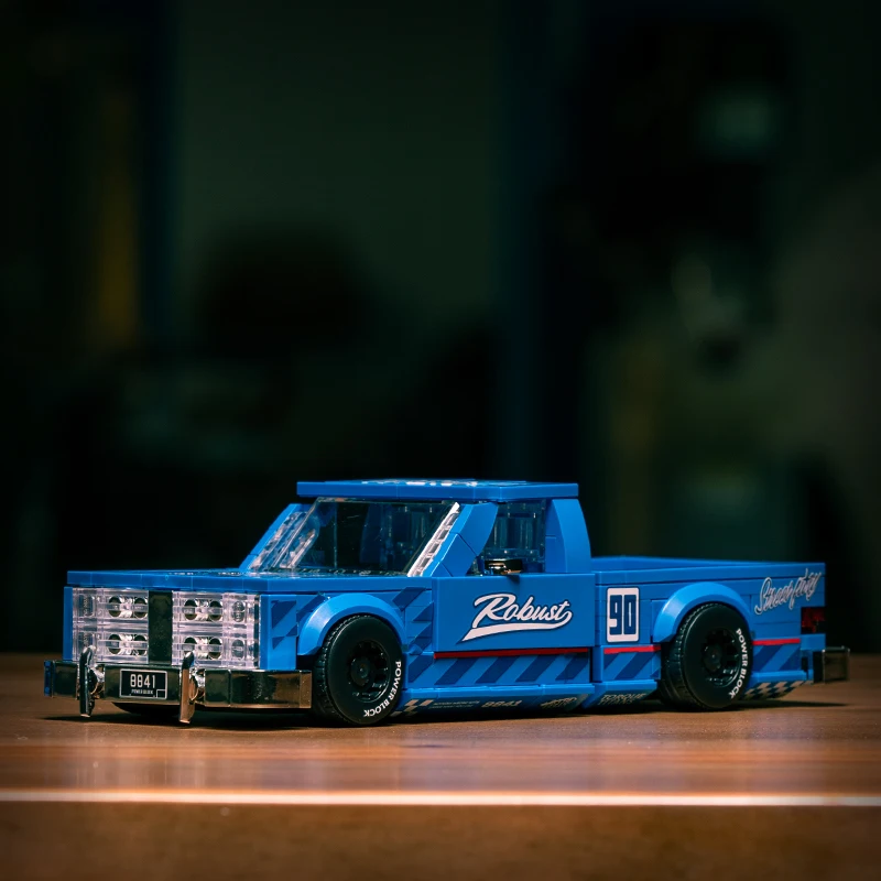 

Синий ретро пикап, спортивный автомобиль, строительный блок, креативная сборка, модель, украшения, контейнер, коробка для дисплея, игрушка, подарок для мальчика