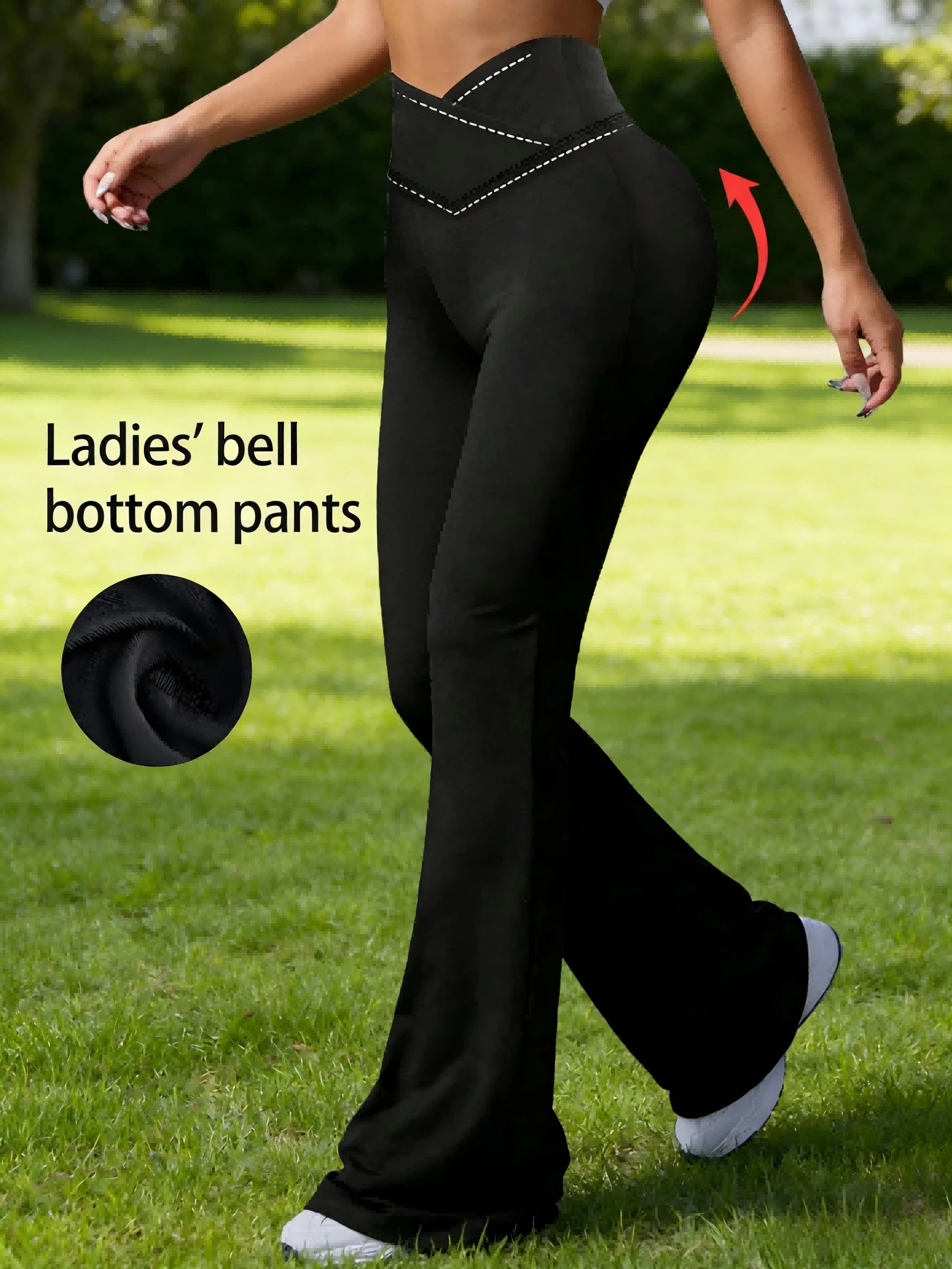 Women High Waist Flared Leggings V-shaped Cross Waist Bell Bottom Pants Tummy Control Yoga Pants Stretchy Workout Athletic Trous