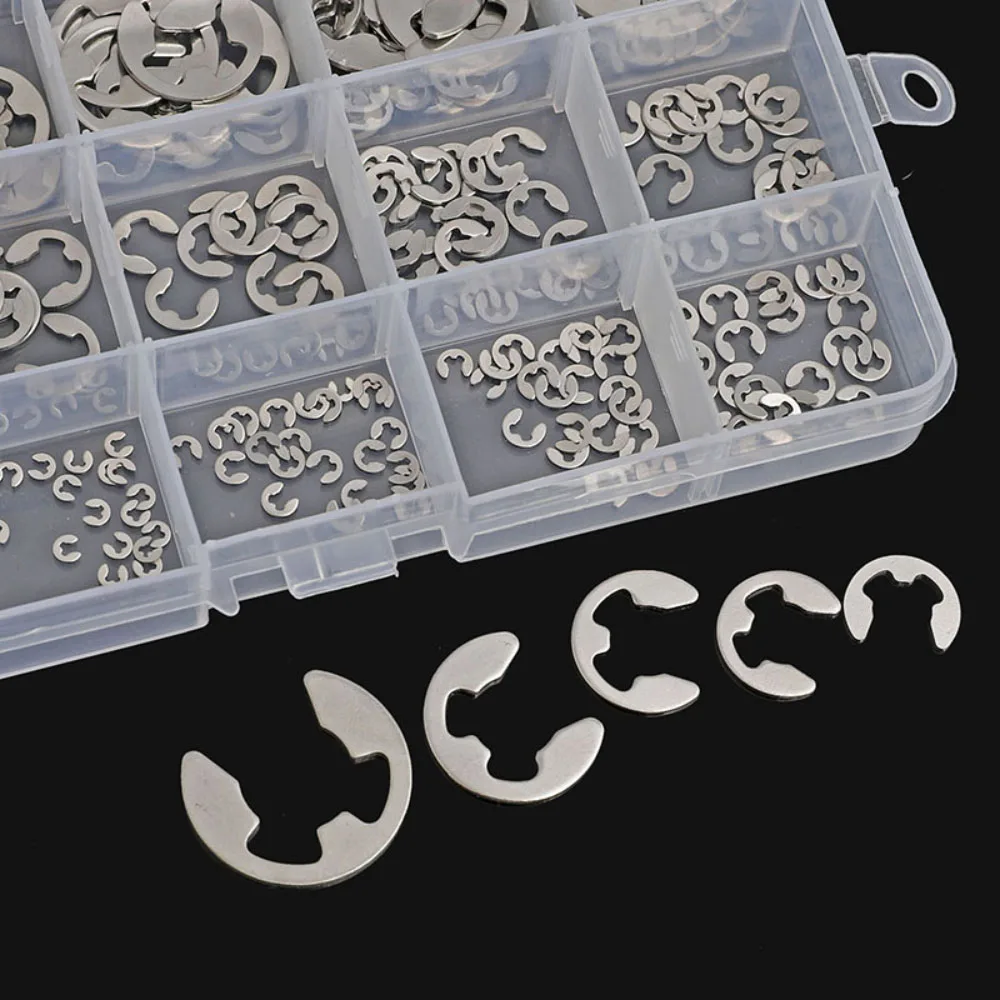 316/304 Stainless Steel Split Ring E-Type Snap Ring Gasket Washer E-Type Snap Ring Set M1.2 M1.5 M3 M4 M5 M6 M7 M8 M10 to M30