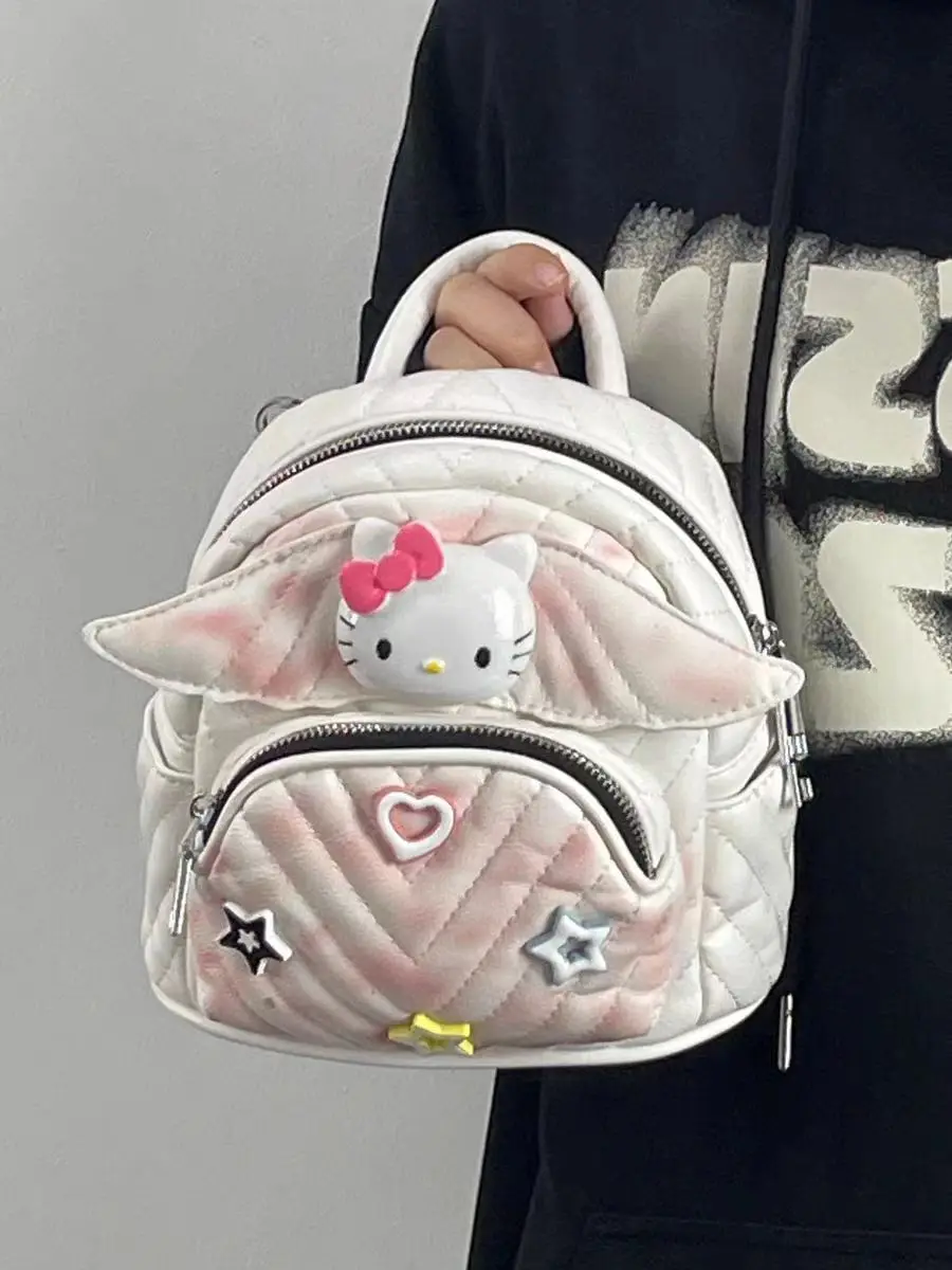 Adorable Cat PU Leather Backpack Dyed Colorful Single Shoulder Bag Handbag Fashionable Trendy Large Capacity