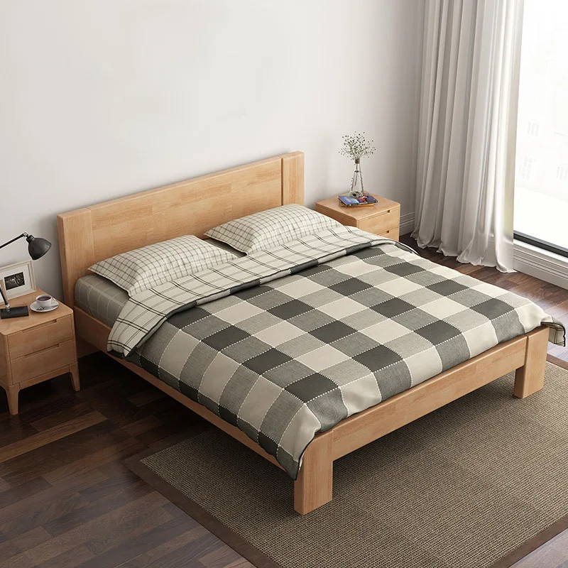 Nordic style series solid wood bed 1.5 economical modern simple log style 1.8 meters double thick leg bed master bedroom