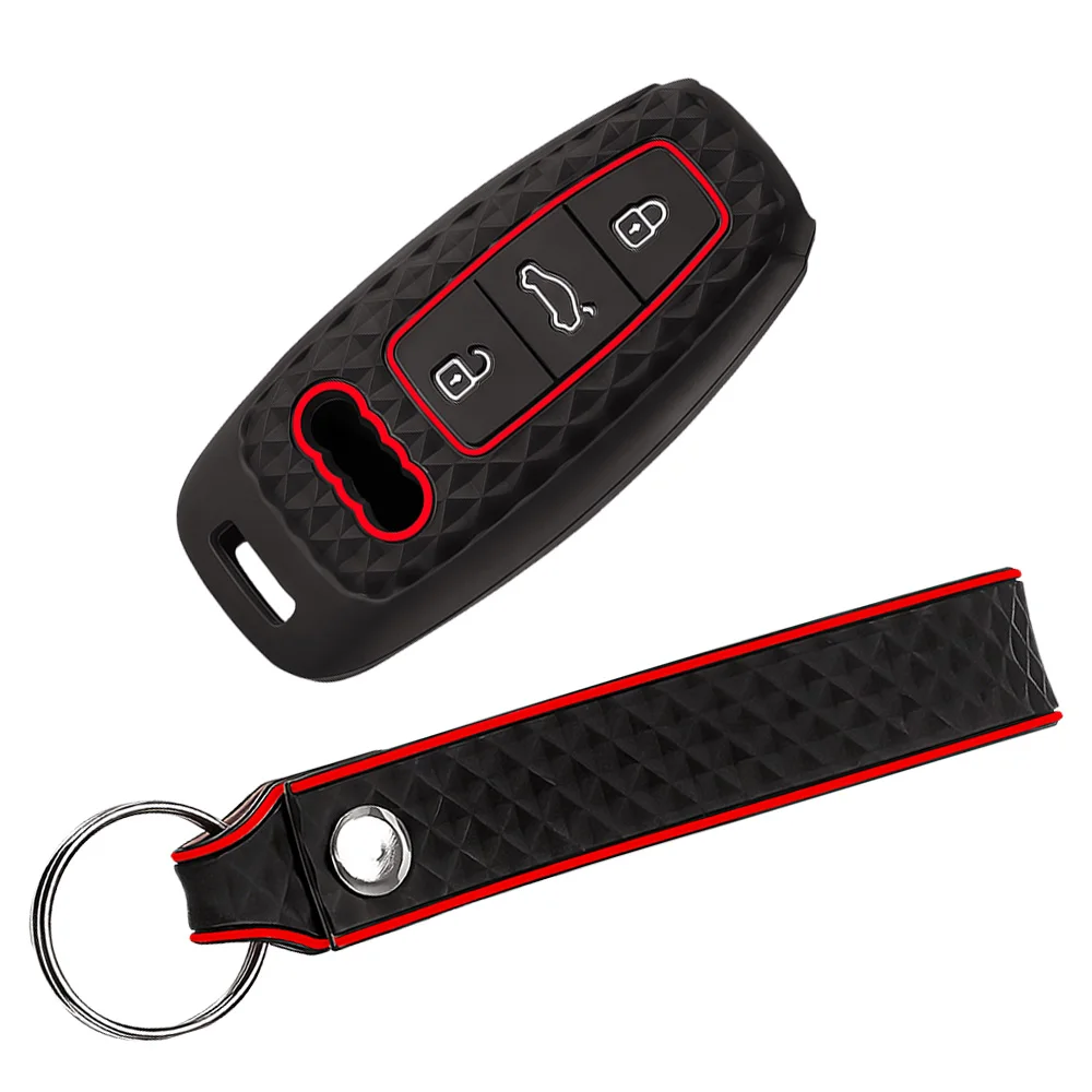 Silicone Car Smart Key Case Cover for Audi A3 8Y A4 A6 A7 A8 E-tron Q5 Q8 C8 D5 Auto Styling Protection Shell Holder Accessories