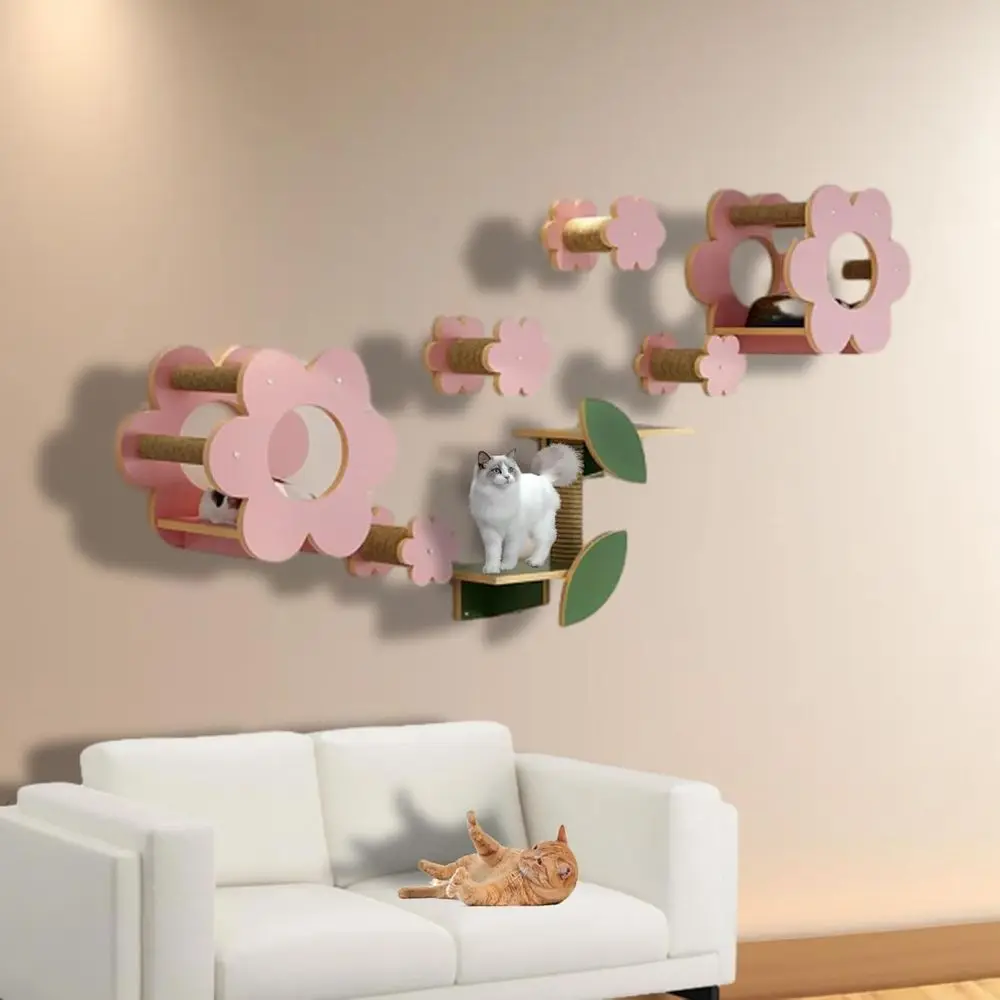 

9-Piece Wall Mounted Cat Furniture Set: Shelves, Perches, and Interactive Play Areas for Kittens