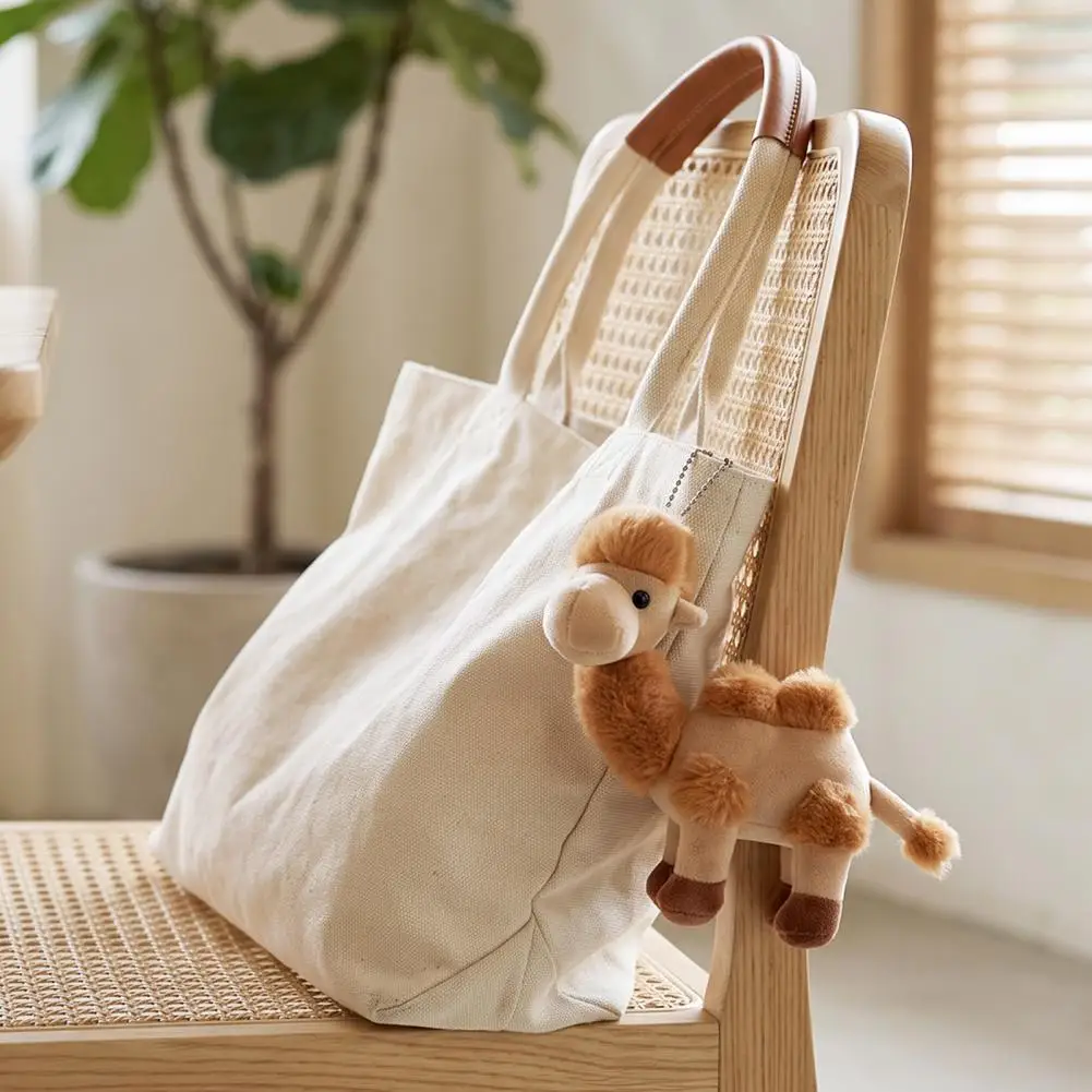 Shaped Purse Charm Plush Camel Bag Charm with Bead Chain Stuffed Pendant Keychain Cute Backpack Handbag Purse Hanging Decoration