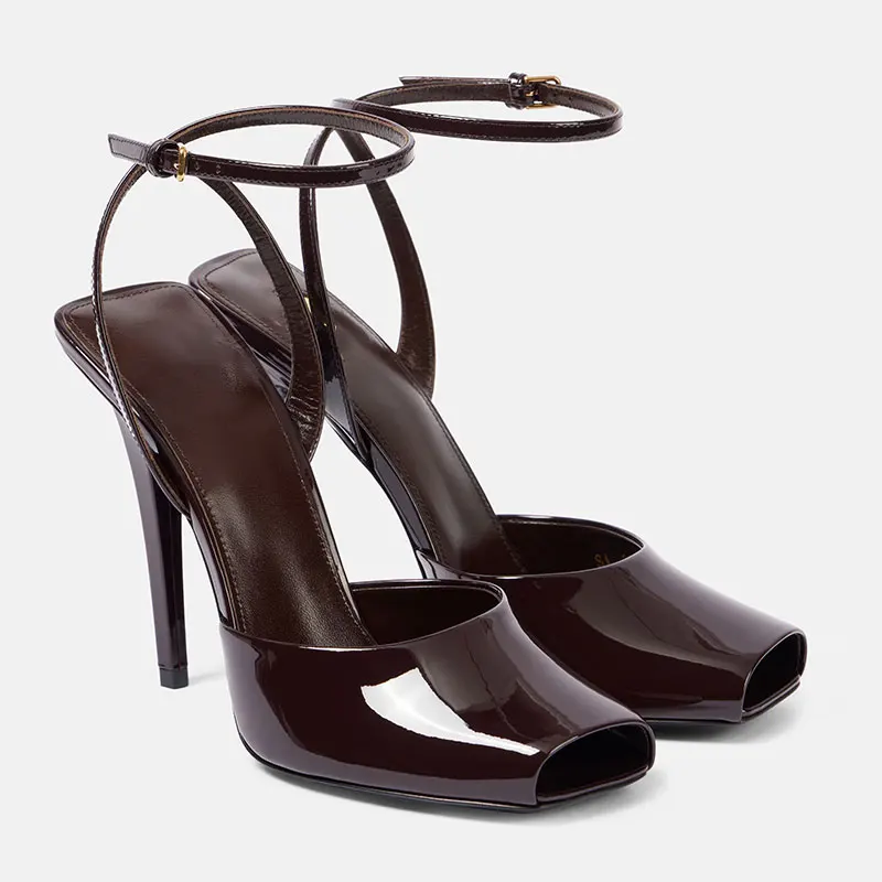 2025 Early Spring New Fish Mouth High Heels with One Piece Buckle and Open Toe Thin Heel Fashion Banquet Women's Sandals image 5