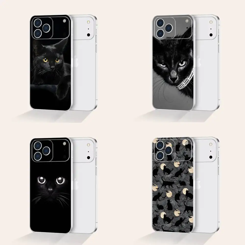 

Black Cat Staring Eye pg For iPhone 17,16,15,14,13,12,11 Pro,Max,Plus,X,XS,XR,SE4,E Mini Transparent Soft Anti-Slip Grip