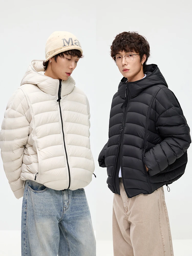 

Men's Lightweight down Jacket 90% White Duck down Hooded Puffer Coat Slim Fit Fashion Urban Style Windproof Long Sleeve Zipper