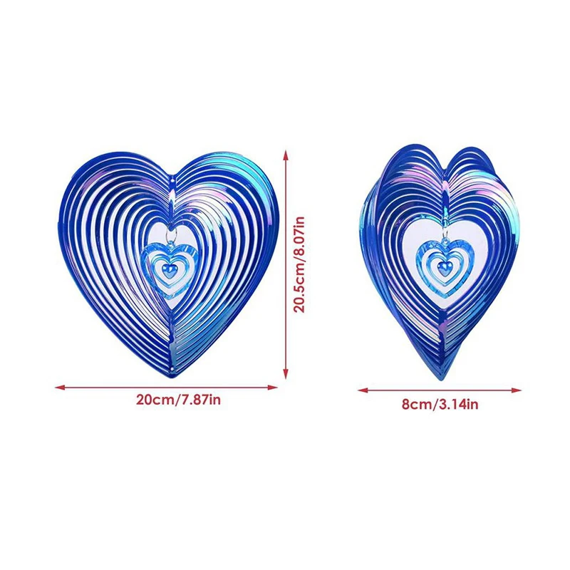 Metalowy dzwonek wietrzny Bicie serca Miłość Obrotowy dzwonek wietrzny Powiesić dekorację Spinner Łapacz wietrów ABS ze stali nierdzewnej