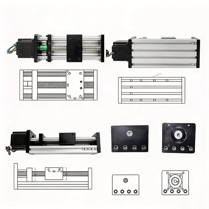 Linear Guide Rail Slide Stage 50mm-500mm Stroke XYZ Axis Sliding Table NEMA23 57mm Motor Kit For CNC Router Printer