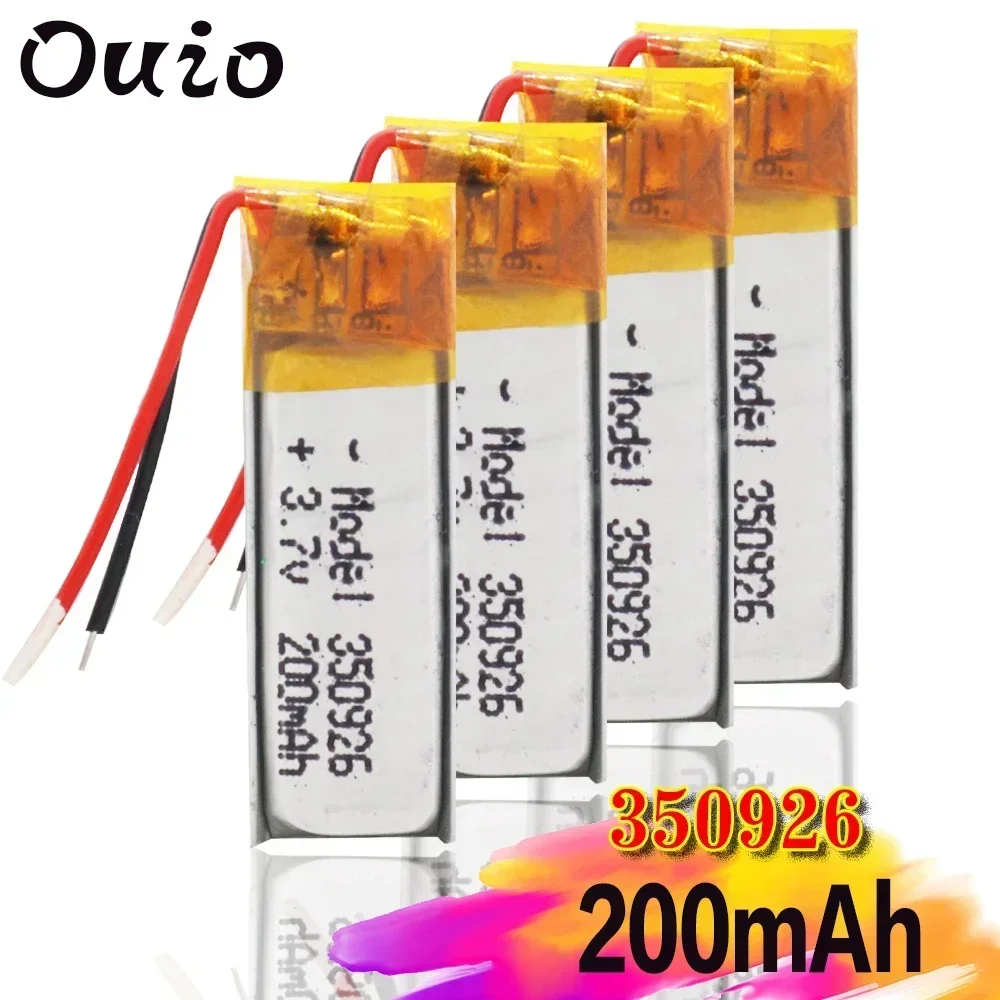 3.7V 200mAh Rechargeable Battery 350926 Lithium Li-Po Polymer Rechargeable Battery For MP3 MP4 GPS Bluetooth Earphone Speaker