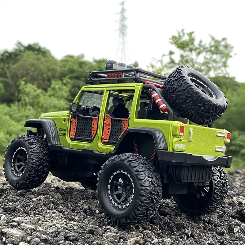 1:24 Jeeps Wrangler Big Tyre Refit Pickup Off-road Vehicle Alloy Model Diecast Metal Toy Car Model Collection Childrens Toy Gift
