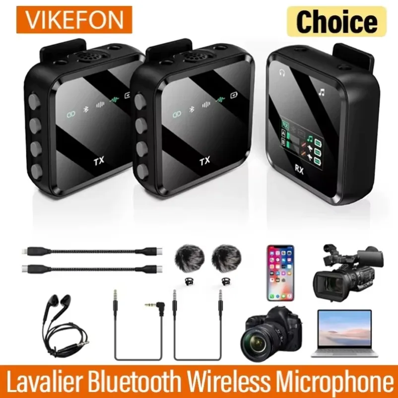 

Беспроводная система микрофонов-петличек Bluetooth для записи аудио, видео и голоса для iPhone, Android, мобильных телефонов, интервью и камер