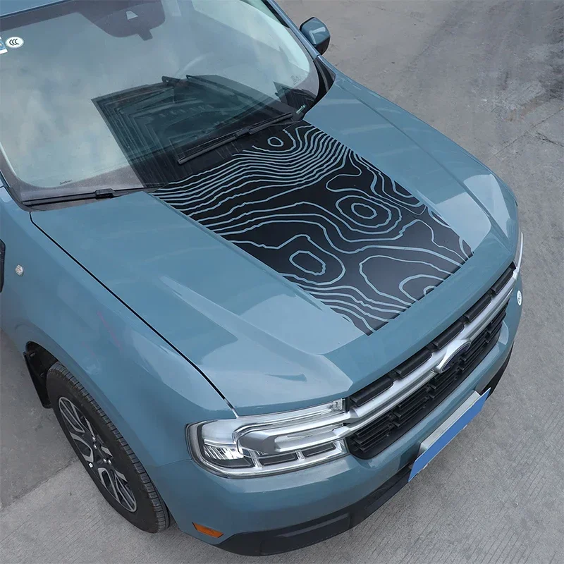 Naklejki na pokrywę silnika samochodu Ford Maverick 2022-2025, czarne, z PVC, z motywem kwiatowym, akcesoria samochodowe