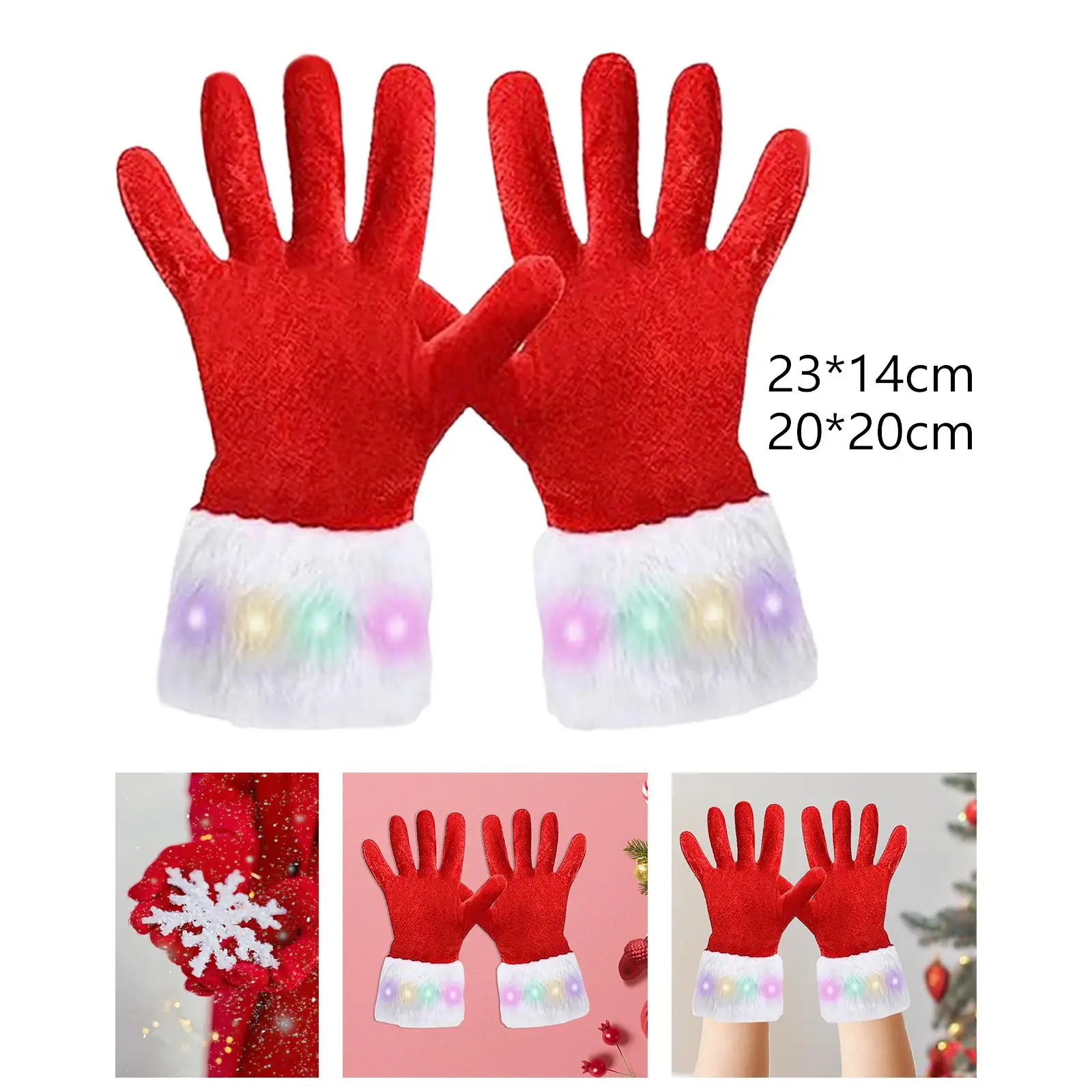 Christmas Red Gloves Santa Red Gloves for Roles Play Costume Props Dress up