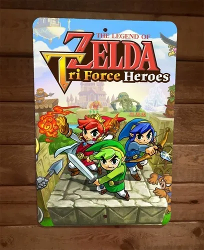 The Legend of Triforce Heroes  Metal Wall Sign Video Game Poster