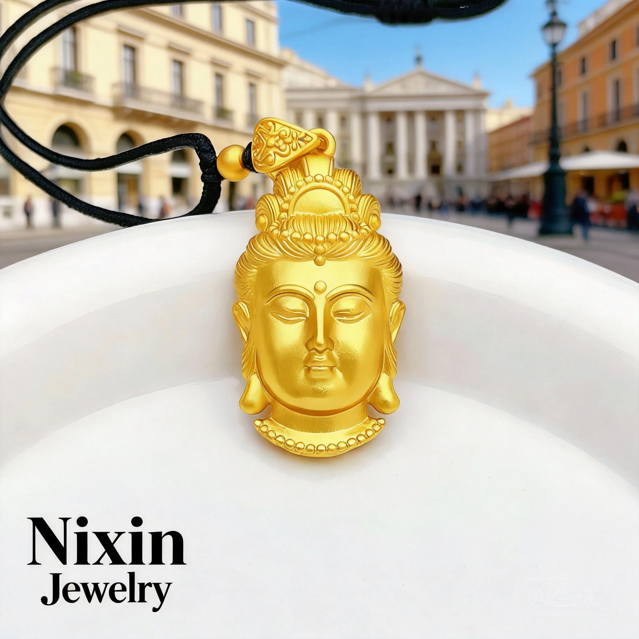 Guanyin Buddha Head Pendant Necklace For Men 2026 Vietnamese Sand Gold Long Lasting Non Fading Adjustable Rope Chinese Style Swe