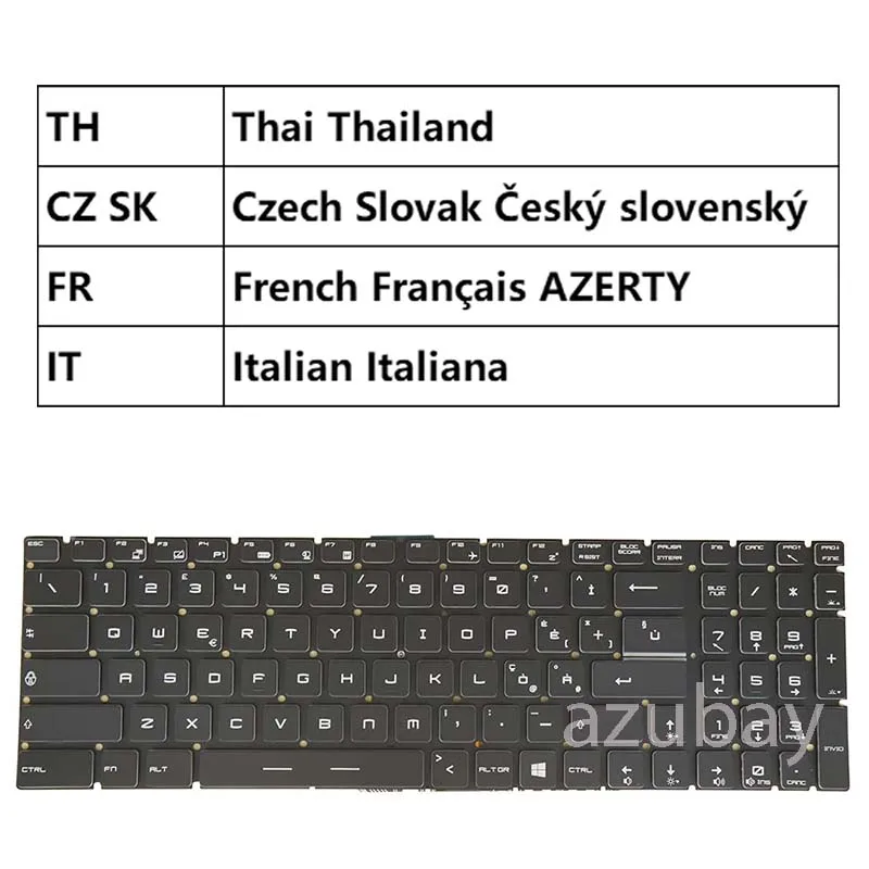 

Czech Slovak French Italian Thai Keyboard For MSI MS-16J6 MS-1796 GP72 GP72VR, PE60/ PE70 2QD 2QE 6QD 6QE PL60 7RD White Backlit