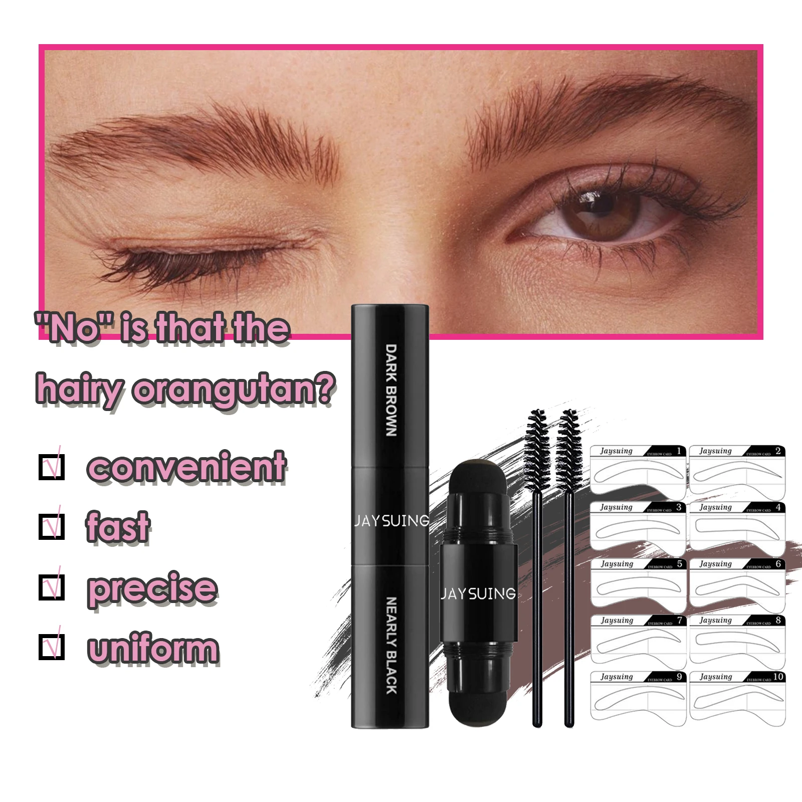 2 สีEyebrow Stamp Stencil Kitกันน้ําLazy Shaping Eye Brow Enhancer Contour Dye One Step Eyebrow Seal Powderแต่งหน้าชุด