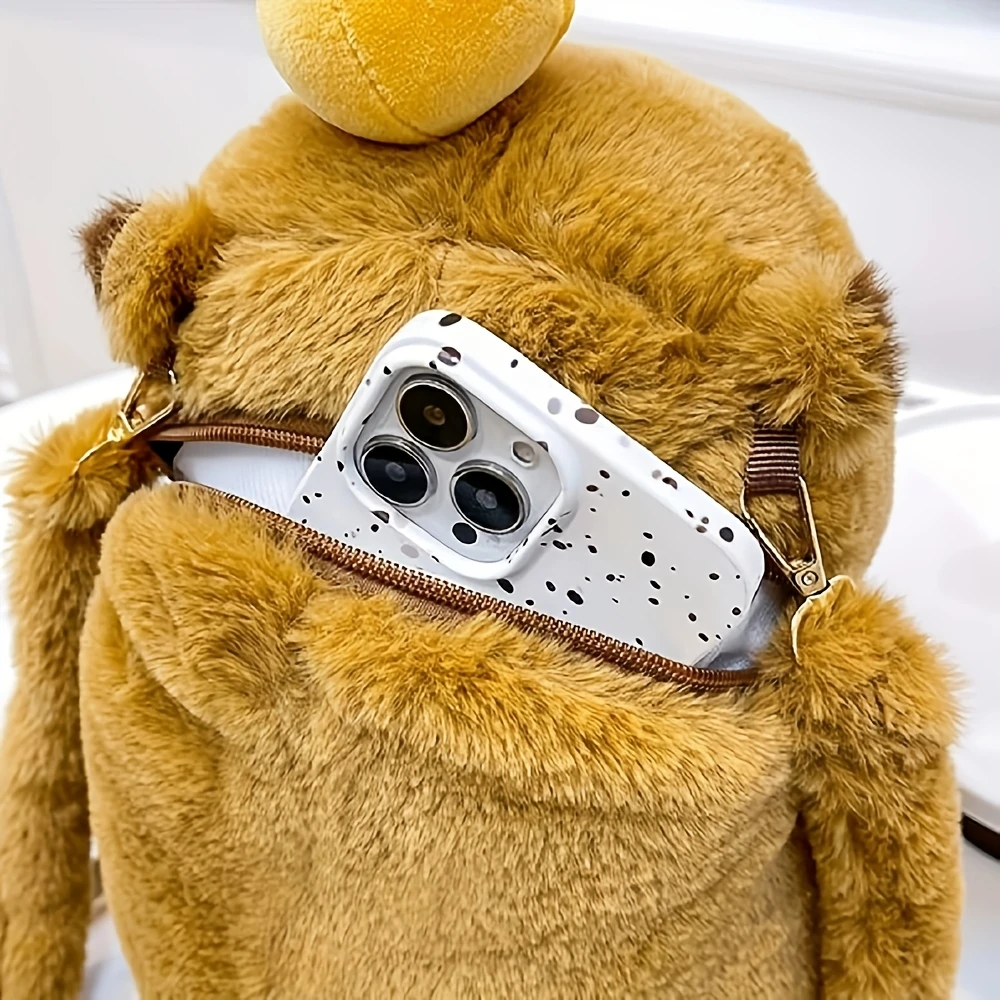 Capibara pluche rugzak met oranje pom-pom, knuffels, gevulde capibara, knuffels, goederen voor kinderen, cadeaus voor meisjes en jongens