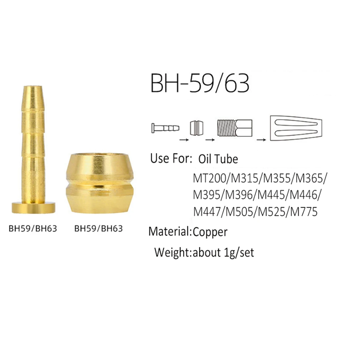 20Pcs Bicycle Brake Olive Brass Connecting Insert Kit for Shimano BH59 Hydraulic Disc Brake Hose,4