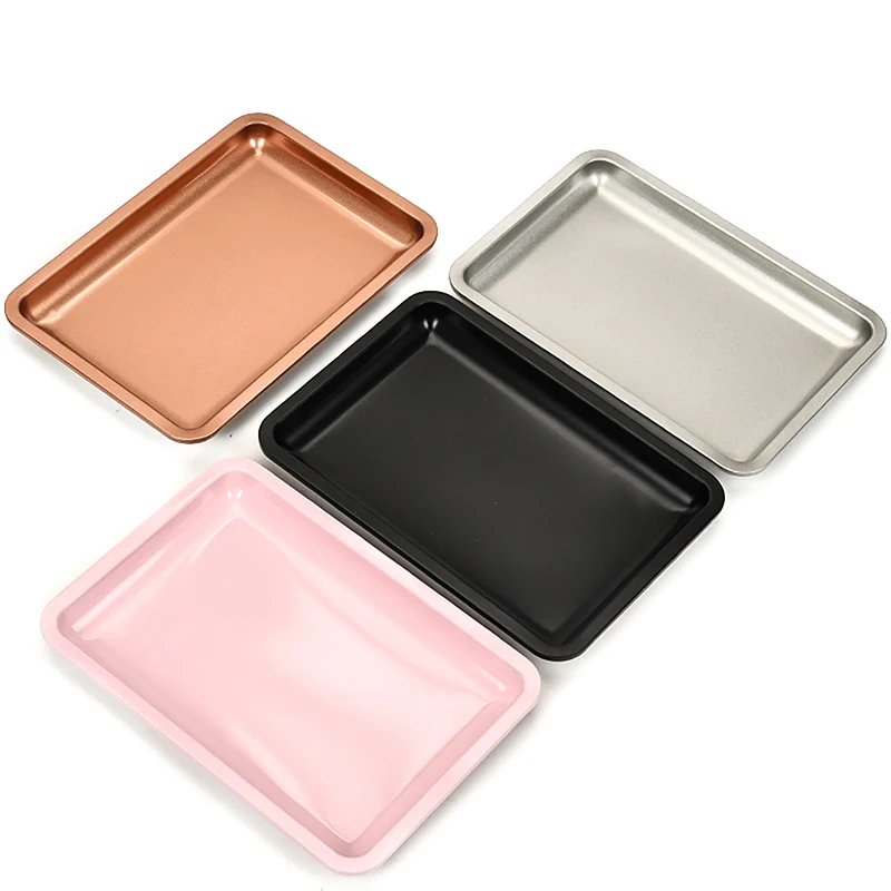 Stainless Steel Cosmetic Storage Tray Jewelry Tray Plate Doctor Surgical Tray Desktop Storage Tool Metal Fack Nail Art Tray