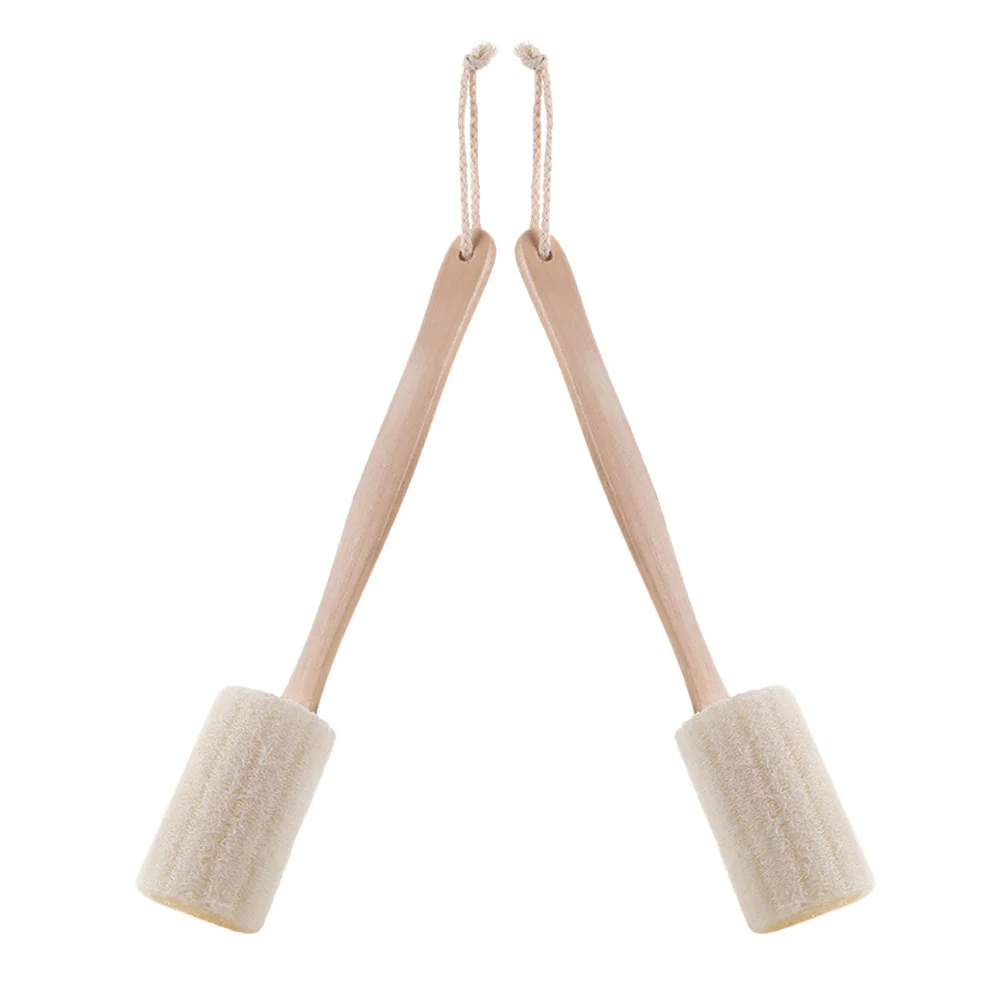 

2Pcs Shower Back Brush Long Handle Wooden Soft Bristles Bath Exfoliating Scrubber Bath Brush Loofah Back Scrubber