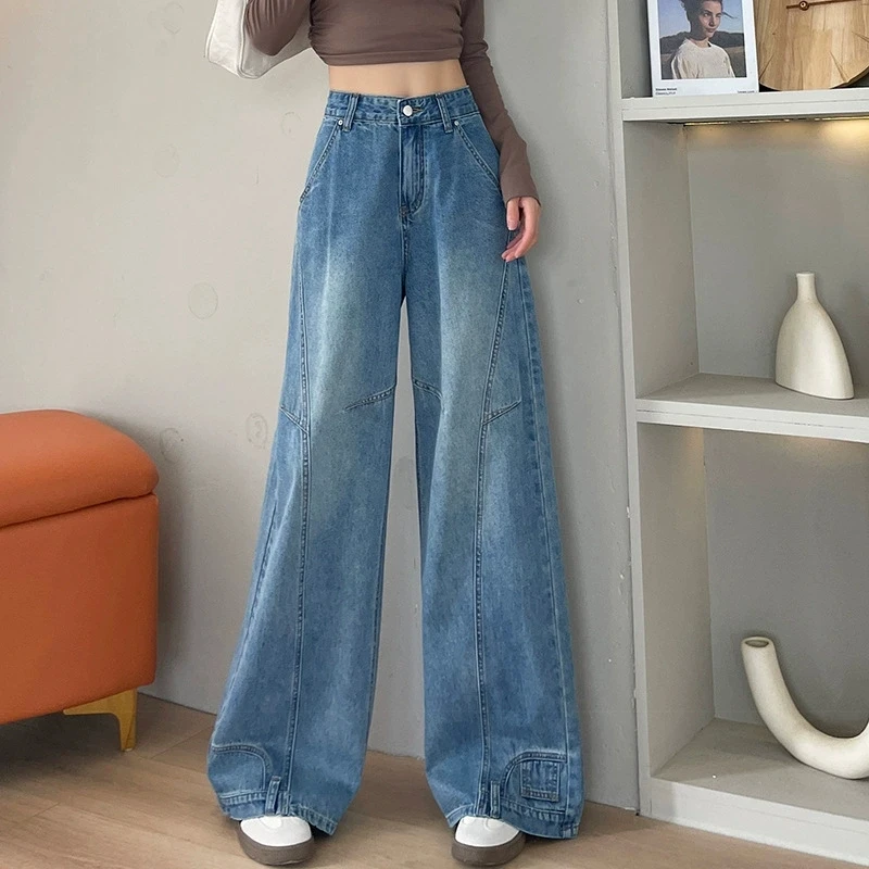 Jean à jambes larges pour femmes, rétro, taille haute, ample, Long, droit, décontracté, élégant, Streetwear, Denim, nouvelle collection automne 2025