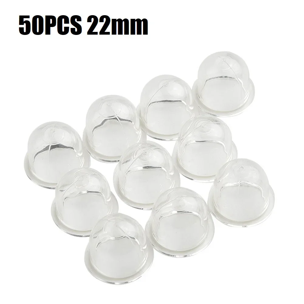 50pcs 기화기 예비 부품 22mm 탄수화물 프라이머 전구 캡 전기 톱용 소형 연료 펌프 송풍기 트리머 Brushcutter 교체