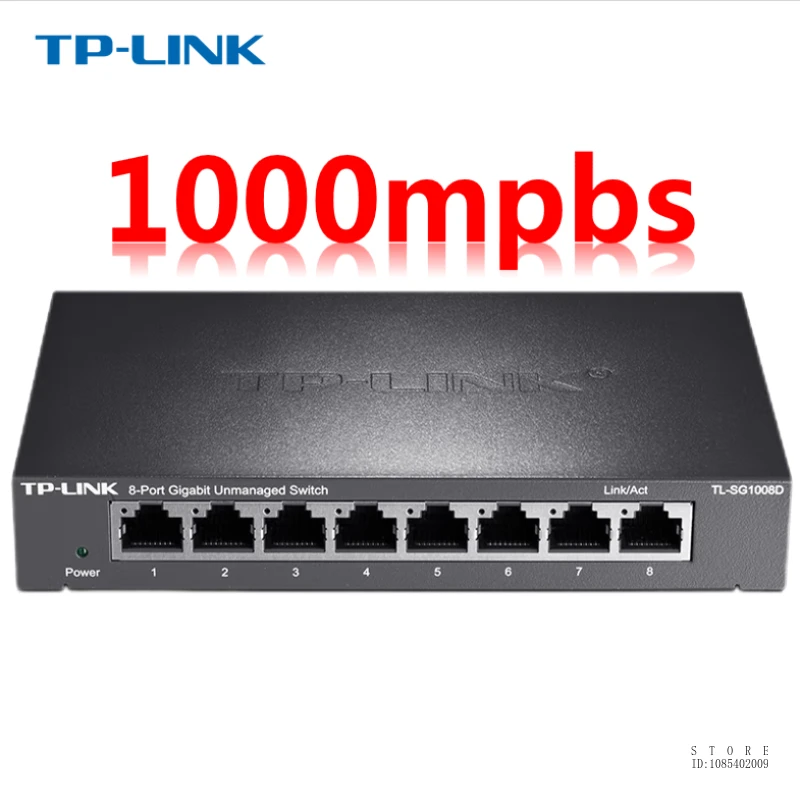 

TP-LINK 8-Port 10/100/1000Mbps Gigabit Unmanaged Desktop Switch, Ethernet Splitter, Plug & Play Fanless Metal Design, TL-SG1008D