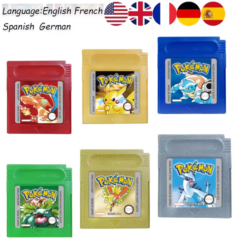 Viele verschiedene Stile **USA ESP FRA GBC Pokemon Kartenpaket Rot/Blau/Kristall/Gold/Silber/Gelb Mehrsprachige Karte Pokemon Spielkarte