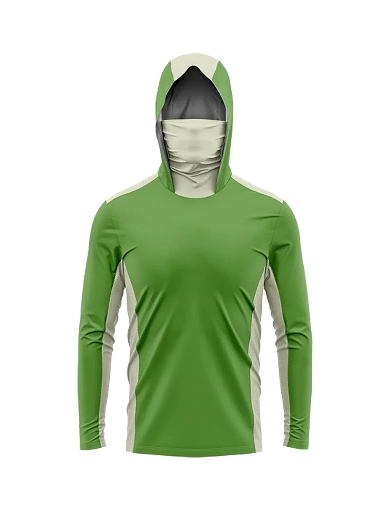 UPF50+ Sonnenschutz-Hoodie für Männer zum Angeln, Dunkel-Ozean-Camouflage-Druck, Gesichtsmaske, schnelltrocknend, leichtes Angel-T-Shirt – Detail 6