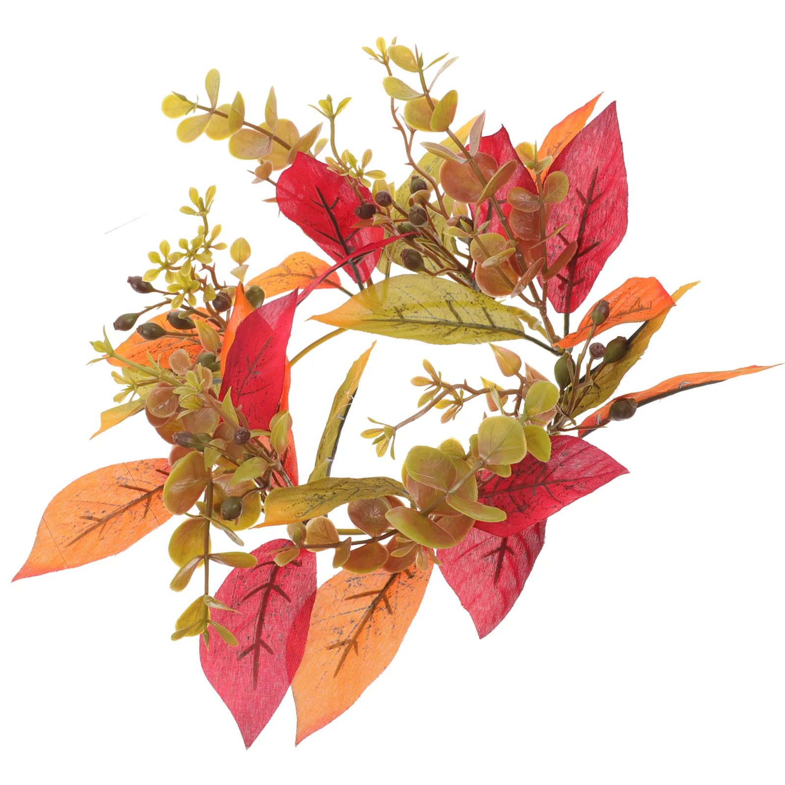 

C Decoration Artificial Leaf Ring Wreath Plastic Centerpieces Thanksgiving Layout Props Fall Rustic Pillar